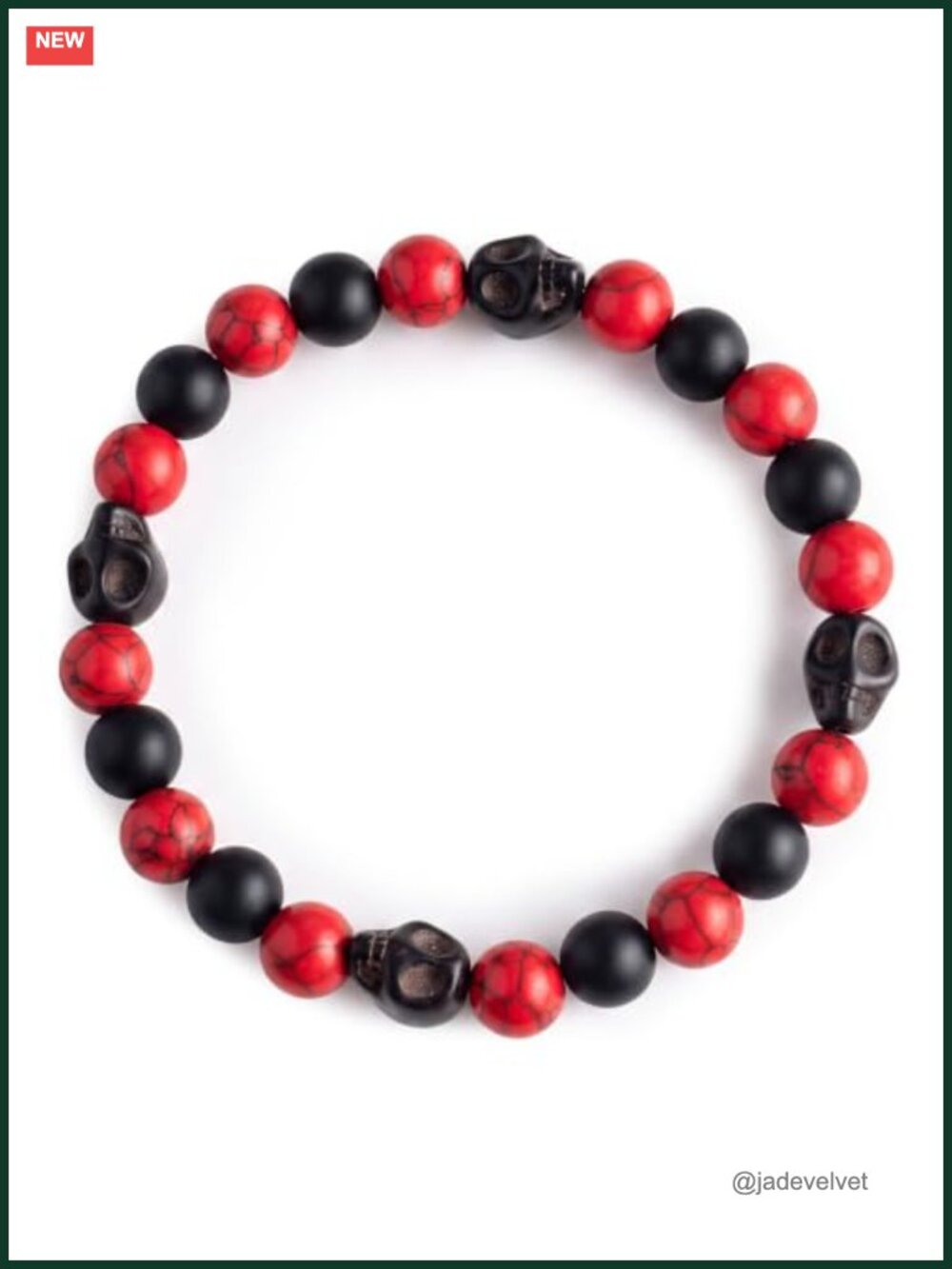 Stretch Beaded Skull Bracelet Gothic Elastic Wristband Unisex
